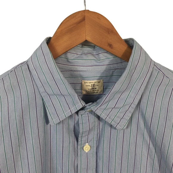 BF420 Men’s J. Crew Striped 2 Ply Button Down Career Shirt 16-16.5 L - Picture 3 of 4